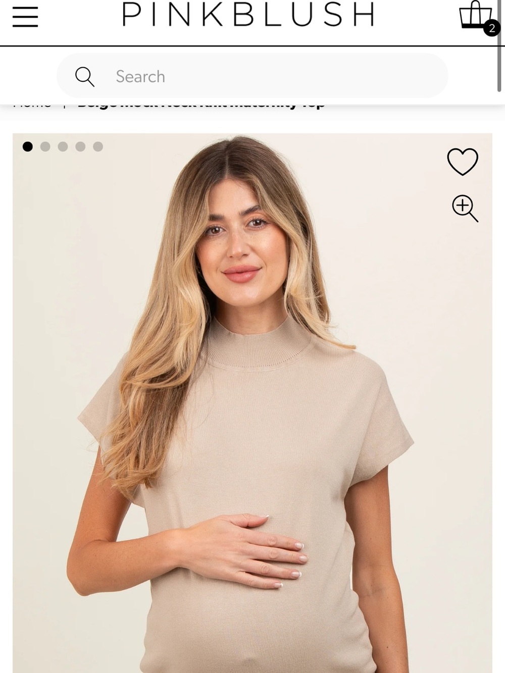 Pinkblush Beige Mock Neck Top